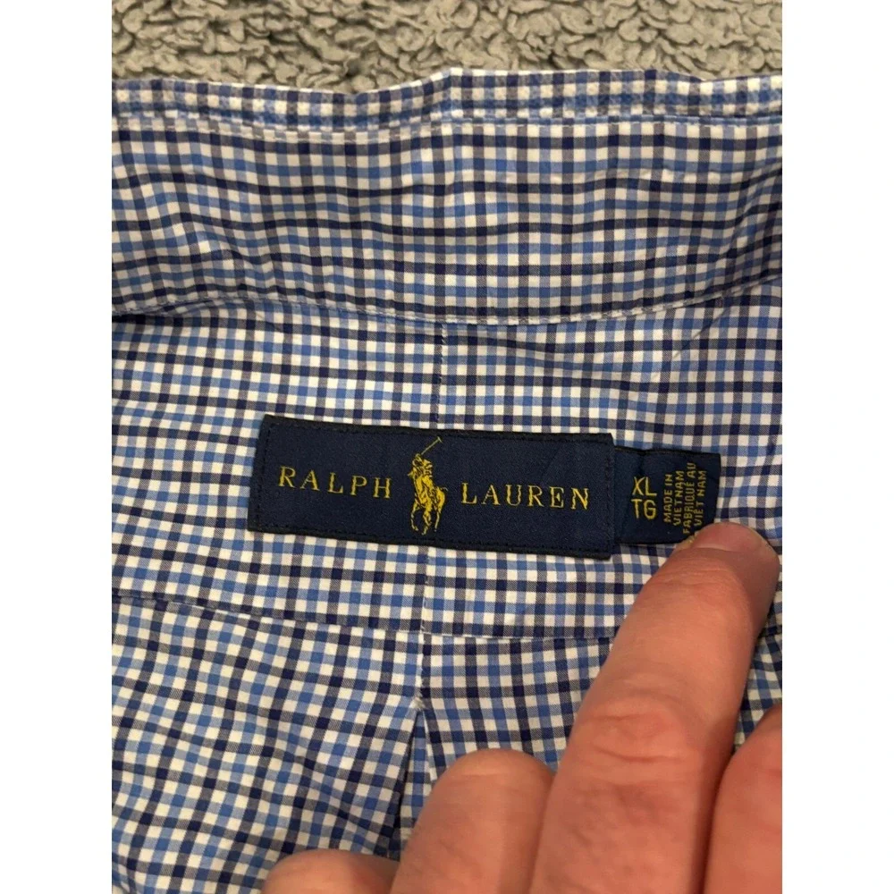 Ralph Lauren Shirt Mens XL Blue Plaid Long Sleeve Button Down Preppy Polo